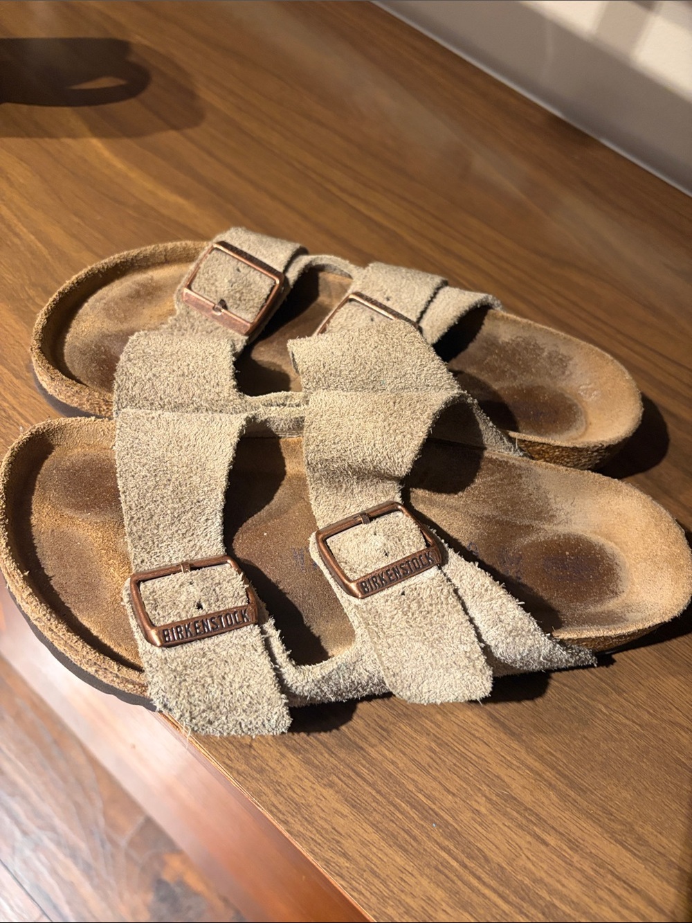 Birkenstock Suede Arizona Sandals in Sand/Tan